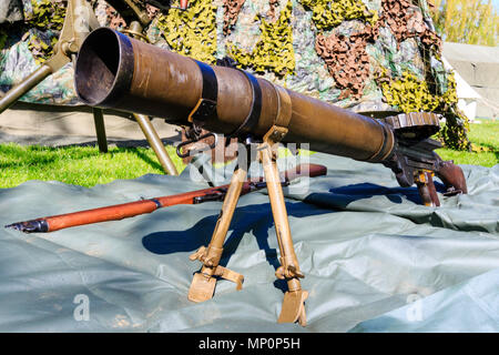 Weltkrieg zwei britische Lewis gun in einem beliebten Gruß zu den 40 s Tag am Sandwich, England. Stockfoto