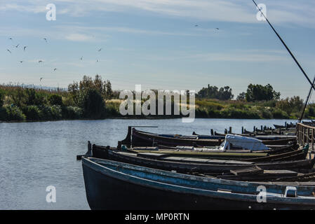 Kleine Segelboote im Hafen von Catarroja günstig in der Lagune von Valencia (Albufera). Foto: Eduardo Manzana Stockfoto