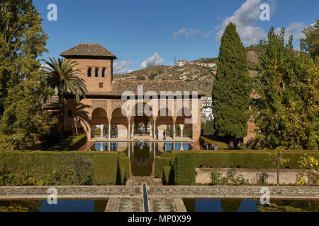 Des Generalife Palast in La Alhambra in Granada, Spanien. Stockfoto