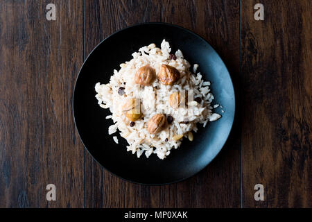 Türkische Kastanie Reis/Kestaneli Pilav. Traditionelle Speisen. Stockfoto