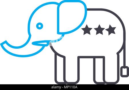 Indischer Elefant lineare Symbol Konzept. Indischer Elefant Linie vektor Zeichen, Symbol, Abbildung. Stock Vektor