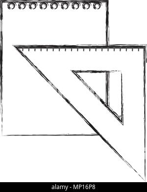 Dreieckigen geometrischen Regel und Blatt Papier Schule Vector Illustration Design Stock Vektor