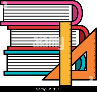 Bücher Schule Haufen mit Regeln Symbol Stock Vektor