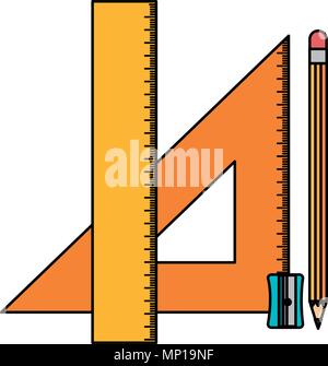 Dreieckigen geometrischen Regeln und Bleistift Schule Stock Vektor