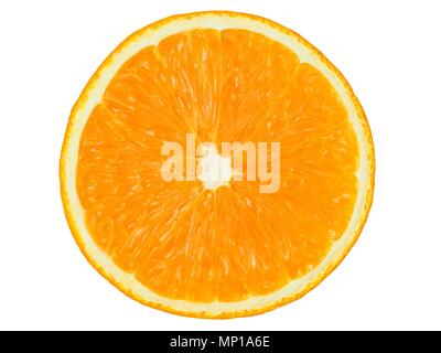 Orange Hälfte isoliert auf weißem Hintergrund Stockfoto