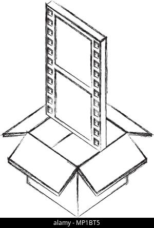 Aufbewahrungsbox mit Filmstreifen Film isometrische Stock Vektor