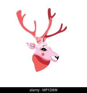 Vector Illustration von Rotwild Portrait auf weißem Hintergrund Stock Vektor