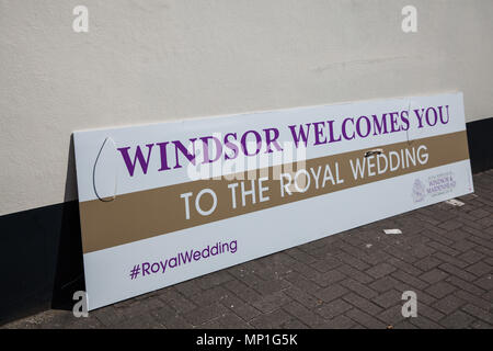 Windsor, Großbritannien. 20 Mai, 2018. Ein Zeichen Besucher nach Windsor ist unten nach der gestrigen Hochzeit Prozession für den Herzog und die Herzogin von S Stockfoto