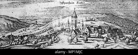 . English: Kloster Sponheim bei Bad Kreuznach/Deutschland. ca. 1650. Matthäus Merian (1593 - 1650) Alternative Namen Matthäus Merian der Ältere; Matthaeus Merian; Matthias Merian Beschreibung Schweizer Kupferstich Kupferstecher und Verleger Geburtsdatum / Tod am 22. September 1593 vom 19. Juni 1650 Ort der Geburt / Todes Basel Bad Schwalbach Arbeitsort Schweiz (Zürich, Basel), in Frankreich (Nancy, Paris), Niederlande, Deutschland (Straßburg, Augsburg, Stuttgart, Oppenheim, Frankfurt) Kontrolle: Q 57968 VIAF: 32000392 ISNI: 0000 0001 2126 6236 ULAN: 500010137 50035966 LCCN: n NLA: 35706082 W Stockfoto