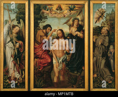 1435 - RB04-RGB-Q 18719582. Englisch: Meister von Frankfurt Triptychon von der Taufe Christi, MNAC. . 24. August 2009. 870 Meister der Frankfurter Triptychon von der Taufe Christi MNAC Stockfoto