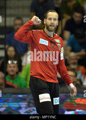 Magdeburg, Deutschland. 20. Mai 2018. Handball, EHF Cup Finale, Saint-Raphael Var vs Fuechse Berlin an der GETEC Arena. Berlin Torwart Silvio Heinevetter feiert. Foto: Jan Kuppert/dpa Quelle: dpa Picture alliance/Alamy Leben Nachrichten Quelle: dpa Picture alliance/Alamy leben Nachrichten Stockfoto