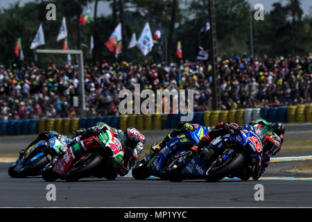 Maine, Frankreich. 20. Mai 2018. Le Mans Bugatti Grand Prix Rennstrecke, Maine, Frankreich; HJC Helme Grand Prix de France, Französisch MotoGP Le Mans, Sonntag Rennen Tag; Maverick Vinales (Movistar Yamaha) Credit: Aktion Plus Sport Bilder/Alamy leben Nachrichten Stockfoto