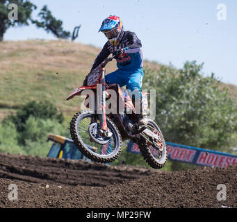 Rancho Cordova, CA. 19 Mai, 2018. #26 Alex Martin Luft aus der Reihe 16, die während der Lucas Oil Pro Motocross Meisterschaft 250 ccm-Klasse Meisterschaft an hangtown Motocross Classic Rancho Cordova, CA Thurman James/CSM/Alamy leben Nachrichten Stockfoto