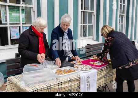 Ältere Frauen Verkauf von hausgemachten Kuchen am Kuchen Stall in Wexford County Kerry, Irland Stockfoto