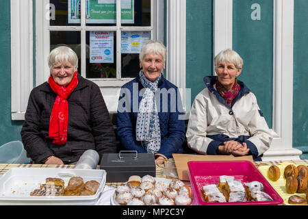 Ältere Frauen Verkauf von hausgemachten Kuchen am Kuchen Stall in Wexford County Kerry, Irland Stockfoto