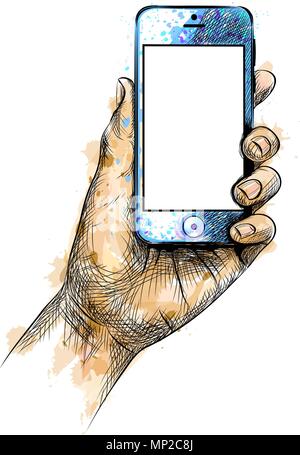 Hand halten Handy Stock Vektor
