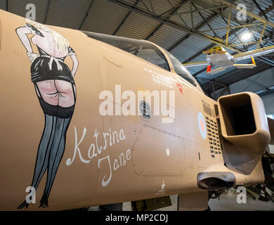 SEPECAT Jaguar auf Anzeige an Nationalen Museum der Flug bei East Fortune Flugplatz in East Lothian, Schottland, Vereinigtes Königreich Stockfoto