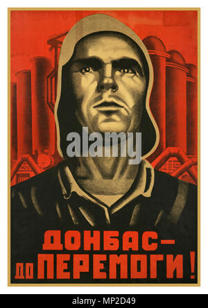 Vintage Sowjetunion Propaganda Poster Retro politische Kunst "onbas, bis wir überwinden" Stockfoto