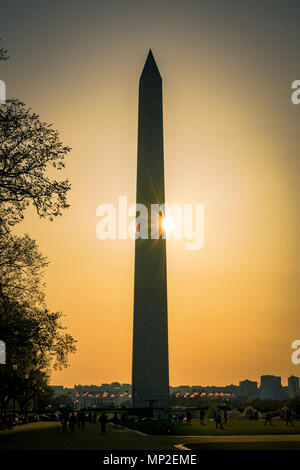 Washington Monument bei Sonnenuntergang, Washington, DC Stockfoto