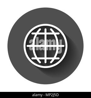 Sprache auswählen oder Symbol ändern. Vector Illustration mit langen Schatten.. Geschäftskonzept globe world Kommunikation Piktogramm. Stock Vektor