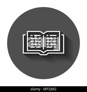 Buchsymbol in Flat Style öffnen. Text book Illustration mit langen Schatten. Bildung Bibliothek Geschäftskonzept. Stock Vektor