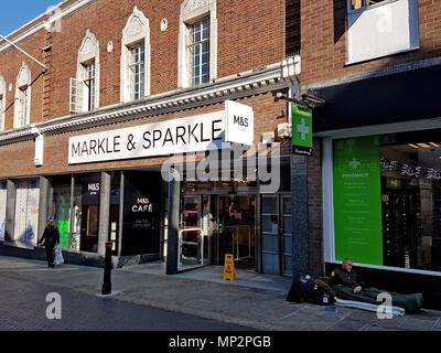 Rough Sleeper in Windsor, Royal Wedding Day 19. Mai 2018 Stockfoto