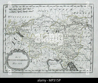 . English : Der Oestreichische Kreis. Nro. 118. Kolorierter Kupferstich. 1791/1792. Franz Johann Joseph von Reilly (1766-1820) Alternative Namen Reilly, Franz Johann Joseph von Beschreibung österreichischer Verleger und Schriftsteller Geburtsdatum / Tod 18. August 1766 vom 6. Juli 1820 Ort der Geburt / Tod Wien Wien Zeitraum 1790 - 1800 Standort Wien Behörde: Q 113944 VIAF: 102371035 ISNI: 0000 0001 1839 240 X LCCN: 88624007 n GND: 118748017 SUDOC: 158784243 WorldCat 851 Karte von Österreich im Jahre 1791 von Reilly 118 Stockfoto