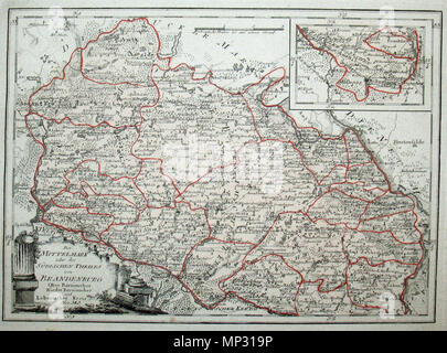 . English : Der Mittelmark oder des Südlichen Theiles von Brandenburg Ober-Barnimscher Nieder-Barnimscher und Lebusischer Kreis. Nro. 340. Kolorierter Kupferstich. 1795/1796. Franz Johann Joseph von Reilly (1766-1820) Alternative Namen Reilly, Franz Johann Joseph von Beschreibung österreichischer Verleger und Schriftsteller Geburtsdatum / Tod 18. August 1766 vom 6. Juli 1820 Ort der Geburt / Tod Wien Wien Zeitraum 1790 - 1800 Standort Wien Behörde: Q 113944 VIAF: 102371035 ISNI: 0000 0001 1839 240 X LCCN: 88624007 n GND: 118748017 SUDOC: 158784243 WorldCat 1047 Reilly 340 Stockfoto