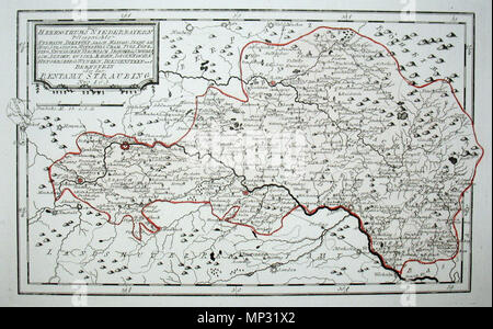 . English: des Herzogthums Niederbayern Pfleggerichte Kelhaim, Dietfurt, Abach, Haidau, Stadt am Hof, Straubing, Miterfels, Cham, Frankfurt, Kötzting, Neukirchen, Viechtach, Leonsberg, Schwarzach, Linde, Zwisel, Regen, Deckendorf, Hengersberg, Winzen, Diessenstein und Bernstein oder das Rentamt Straubing. Nro. 163. Kolorierter Kupferstich. 1792. Franz Johann Joseph von Reilly (1766-1820) Alternative Namen Reilly, Franz Johann Joseph von Beschreibung österreichischer Verleger und Schriftsteller Geburtsdatum / Tod 18. August 1766 vom 6. Juli 1820 Ort der Geburt / Tod Wien Wien Zeitraum 1790 - 1800 Stockfoto