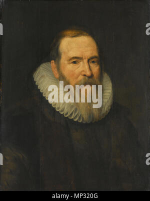 Portrait von Johan van Oldenbarnevelt (1547-1619). Alternative Titel(n): Johan van Oldenbarneveldt (1547-1619). Landsadvocaat van Holland.[1] Zwischen 1590 und 1624. 892 Michiel Jansz van Mierevelt - Johan van Oldenbarnevelt Stockfoto
