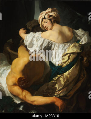 Johann Liss Öl auf Leinwand 129 x 104 cm Judith mit dem Haupt des Holofernes 749 Judith in der Hütte des Holofernes von Johann Liss Budapest Version Stockfoto