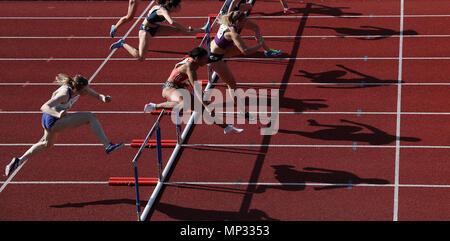 Frauen 200m während der loughborough Internationalen Leichtathletik Meeting am Paula Radcliffe Stadium, Loughborough. Stockfoto