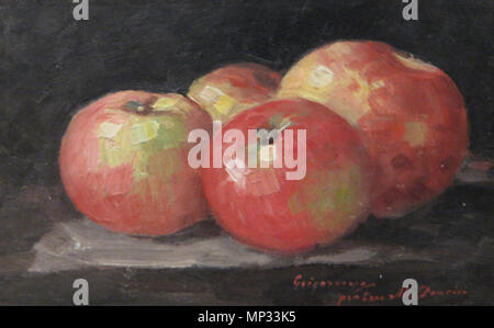 . Română: Nicolae Grigorescu - Bloße roşii, semnat dreapta Jos cu Roşu, Cu dedicaţie pentru Maria Danciu (viitoarea soţie eine pictorului), ulei pe Mal, 14 x 22 cm, lucrarea poate fi identificată într-o Fotografie facută in atelierul artistului câteva portrete alături de ce o reprezintă (v. S. 251) din monografia lui Al. Vlahuţă. . Nicolae Grigorescu (1838-1907) Jon Alternative Namen Nicolae Grigorescu Beschreibung rumänische Maler Geburtsdatum / Tod 15. Mai 1838 vom 21. Juni 1907 Ort der Geburt / Todes Română: Pitaru, judeţul Dâmboviţa English: Pitaru bei Bukarest Română: Câmpina English: Ch Stockfoto