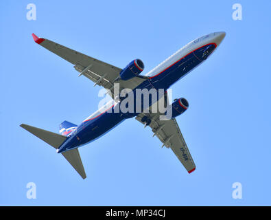 Sheremetyevo, Russland - 09. Mai. 2018. Boeing 737 der Fluggesellschaft Aeroflot Stockfoto
