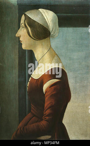 Français: Portrait de femme Italiano: Ritratto di giovane Donna circa 1485. 1093 Sandro Botticelli - Portrait de femme Stockfoto