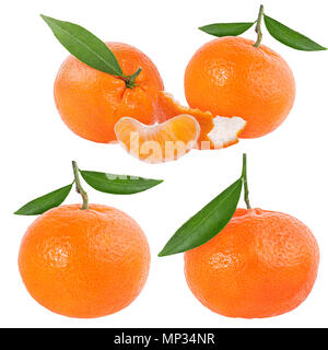 Mandarine oder Mandarin Obst isoliert auf weißem Hintergrund Stockfoto