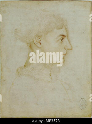 Français: Jeune Homme, Vu en buste, de profil Vers la droite 15. Jahrhundert. 1005 Pisanello-Codex Vallardi 2321 Stockfoto