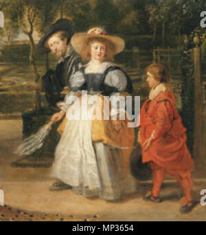 . Detail der Gemälde der Darstellung Peter Paul Rubens, seine zweite Frau Hélène Fourment und Nicolaas Rubens wandern im Garten ihres Hauses. ca. 1630. Peter Paul Rubens (1577 - 1640) Alternative Namen: Rubens, Pierre Paul Rubens, Pieter Paul Rubens, Sir Peter Paul Rubens Beschreibung flämischen Maler, Bildhauer, Zeichner und Grafiker Geburtsdatum / Tod 28. Juni 1577 30. Mai 1640 Ort der Geburt / Todes siegen Antwerpen Standort Antwerpen (1589-1600), Mantua (9. Mai 1600-1608), Spanien (1603), Antwerpen (1608-1640), den Niederlanden (1612), Paris (23. Mai 1623-29. Juni 1623, vom 4. Februar 1625-9 Stockfoto