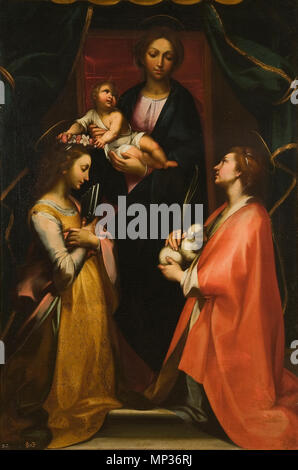. Español: La Virgen con el Niño, Santa Cecilia y Santa Inés, óleo lienzo, 135 x 90 xm, Madrid, Museo del Prado. um 1600. Francesco Vanni (1563 - 1610) Beschreibung italienischer Maler Geburtsdatum / Tod 1563 26. Oktober 1610 Ort der Geburt / Todes Siena Siena Arbeitsort Siena, Rom, Parma, Bologna Authority control: Q 960581 VIAF: 17494662 ISNI: 0000 0000 6630 944 X ULAN: 500012526 LCCN: n 86019131 WGA: VANNI, Francesco WorldCat 1225 Vanni - Virgen y Weihnachtsmänner - prado Stockfoto