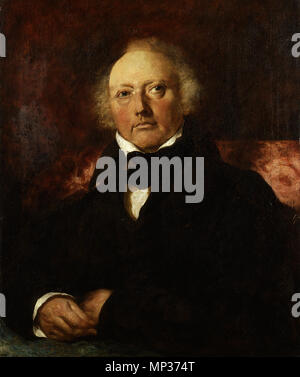 Portrait von James Atkinson. Halbe Länge weiß behaarter Figur, gesehen voll im Gesicht, an den Händen ruht auf einem Felsvorsprung. 1832. 1019 Portrait von James Atkinson YORAG-983 Stockfoto