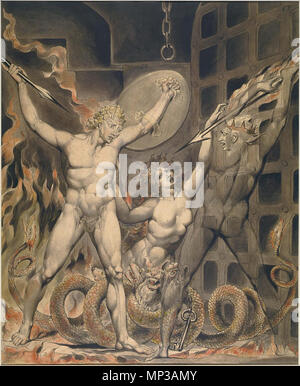 . Watercolor Illustration zu Milton's Paradise Lost von William Blake. 1808. Kunst von William Blake 960 ParadiseLButts 2 Stockfoto