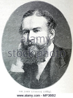 John Lubbock, 1. Baron Avebury, 4th Baronet, PC, DL, FRS 1834 - 1913, bekannt als Sir John Lubbock, 4th Baronet von 1865 bis 1900, war ein englischer Bankier, liberaler Politiker, Philanthrop, Wissenschaftler und Universalgelehrten, Illustration von 1898 Stockfoto