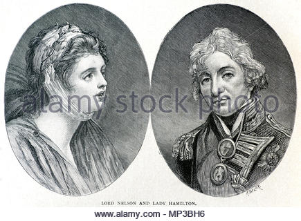 Portrait von Vice Admiral Horatio Nelson und seine Herrin Lady Hamilton, Illustration von 1898 Stockfoto