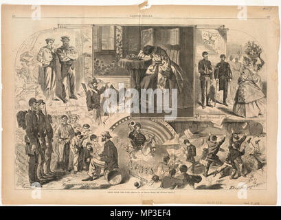 . Englisch: File name: 10 09 000057 Titel: Neuigkeiten aus dem Krieg Creator/Contributor: Homer, Winslow, 1836-1910 (Künstler) Ausgabedatum: 1862-06-14, Physische Beschreibung drucken: 1: holzstich Genre: Holzstiche; periodische Illustrationen Hinweise: Erschienen in: Harper's Weekly, Band VI, 14. Juni 1862, S. 376-377.; durch unsere speziellen Künstler gezeichnet, Herr Winslow Homer.; Unterschrift eingraviert: Homer del Sammlung: Winslow Homer Sammlung Ort: Boston Public Library, Drucken Abteilung Rechte: Keine bekannten Einschränkungen Flickr Daten auf 2011-08-11: Kamera: Sinar AG Sinarback 54 FW, Sinar m Tags: Winslow Homer Stockfoto