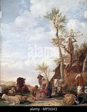 Bauernfamilie mit Tieren 1646. 967 Paulus Potter Bauernfamilie m Vieh Stockfoto