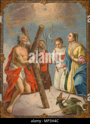 N 5794 001 Slovenščina: Sv. Andrej, Sv. Izidor in Sv. Marjeta aus dem 18. Jahrhundert. 1152 Sv. Andrej, Sv. Izidor in Sv. Marjeta (18.st) Stockfoto