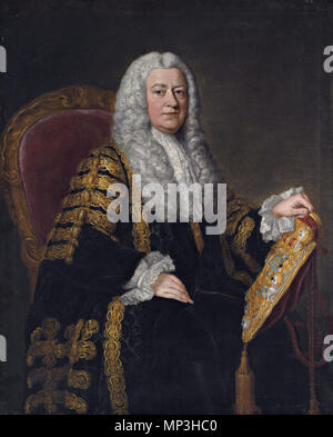 Philip Yorke, 1 Graf von Hardwicke (1690-1764). Englisch: Philip Yorke, 1 Graf von Hardwicke (1690-1764) tragen die Gewänder der Hüter des großen Siegels. 18. 981 Philip Yorke, 1 Graf von Hardwicke (1690-1764) von William Hoare der Badewanne Stockfoto