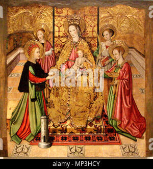 Mare de Déu i Santes. Retaule de Sant Miquel. Un-dels plafons del retaule de Sant Miquel dels Revenedors. Al MNAC es Conserven sis compartiments del mateix conjunt. El retaule procedeix de la Capella del Gremi dels Angebote ich Revenedors, ein l'Església de Santa Maria del Pi, Barcelona. zwischen 1455 und 1460. 708 Jaume Huguet-Retaule SantMiquel -6579 Stockfoto