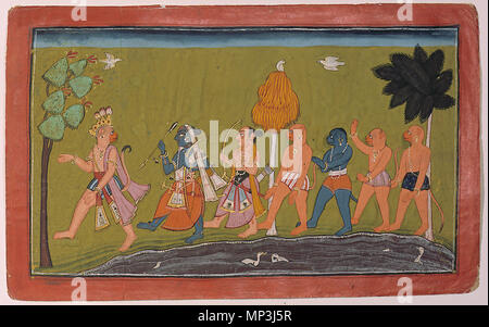 . Englisch: Serie Titel: Rama's Reise Suite Name: Ramayana Erstellungsdatum: Ca. 1705 Display Abmessungen: 8 5/8 in. x 13 27/32 in. (21,9 cm x 35,2 cm) Kreditlinie: Edwin Binney 3 Sammlung Beitritt Artikelnummer: 1990.1106 Sammlung: <a href='Http://www.sdmart.org/art/our-collection/asian-art' rel='nofollow'> Die San Diego Museum der Kunst</a>. 6. September 2011, 14:08:13. Englisch: thesandiegomuseumofartcollection 1150 Sugriva führt Rama und Lakshman auf Kishkindha, der Hauptstadt von Bali (6124520455) Stockfoto