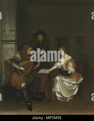 Musik Lektion. Die Musik, die Lektion. September 1668. Gerard Ter Borch (1617 - 1681) Alternative Namen Gerard Terborch Beschreibung niederländischer Maler, Zeichner und Miniaturisten Datum der Geburt / Tod 1617 vom 8. Dezember 1681 Ort der Geburt / Todes Zwolle, Deventer Arbeit Periode von 1625 bis 1681 Standort Amsterdam (1632-1633), Zwolle (1633 - 1634), Haarlem (1634-1635), London (1635 - 1636), Zwolle (1636), Italien (1637 - 1648), Frankreich (1637 - 1648), Münster (1648), Deventer (1654 - 1681), Amsterdam (1674), Den Haag (1675), Haarlem (1675) Kontrolle: Q 346808 VIAF: 54432423 ISNI: 0000 0001 090 Stockfoto